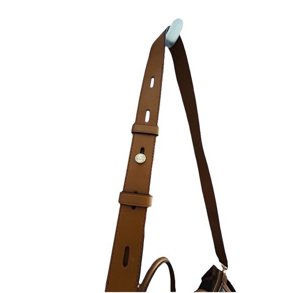 Michael Kors Carine Medium Brown Acorn Gold Satchel Handbag Handle MK Logo - Picture 8 of 16